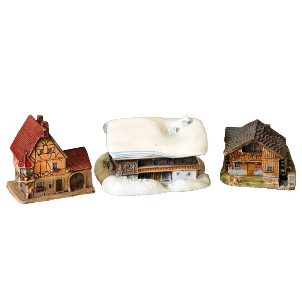 Vintage Anno Domini Set of 3 Miniature Bavarian Buildings Deustchland 1990s